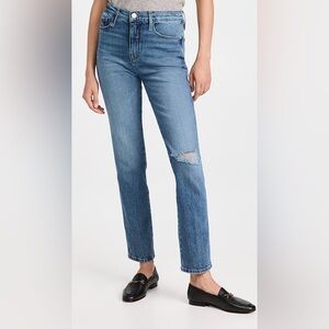 FRAME DENIM Le Sylvie Slender Straight Distressed Jeans in Lomina Rips